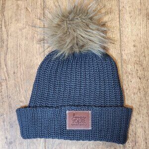 LOVE YOUR MELON Gray Winter Removable Pom Pom Beanie Hat